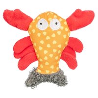 Trixie kreeft stof / pluche met kattenkruid / catnip oranje