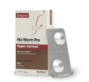 No Worm Pro Kat 2 tot 12 kg - 2 tabletten