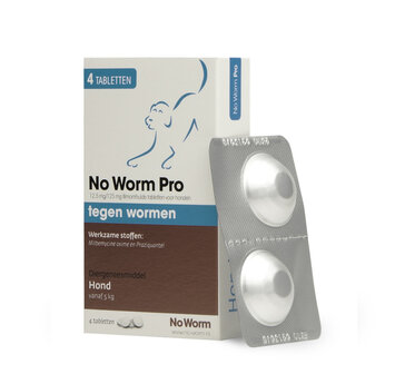 No Worm Pro Hond 5 tot 75 kg - 4 tabletten