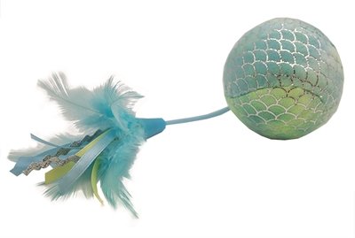 Happy pet mermaid bal groot met veren blauw