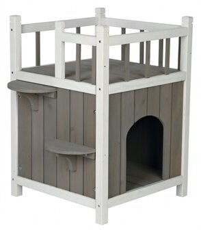 Trixie kattenhuis cat's home met balkon grijs / wit