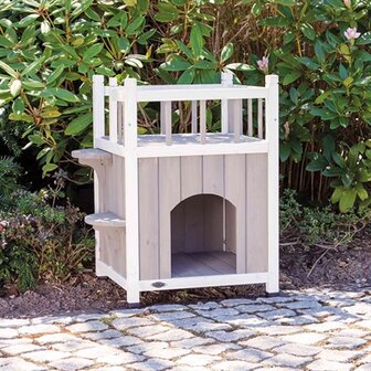 Trixie kattenhuis cat's home met balkon grijs / wit