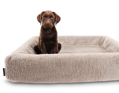 Bia bed fleece overtrek hondenmand taupe