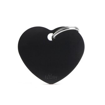 Penning Basic Heart Aluminium Zwart - Large