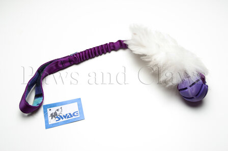 SWAG Bungee Sheepskin + Swirl ball M - Sheepskin: Wit / Handvat: Paars