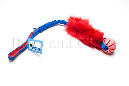 SWAG Bungee Sheepskin + Swirl ball M - Sheepskin: Rood / Handvat: Blauw