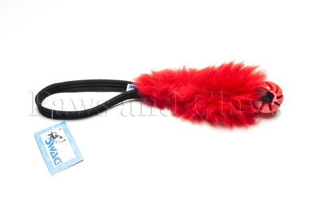 SWAG Plain Sheepskin + Swirl ball S - Sheepskin: Rood / Handvat: Assorti