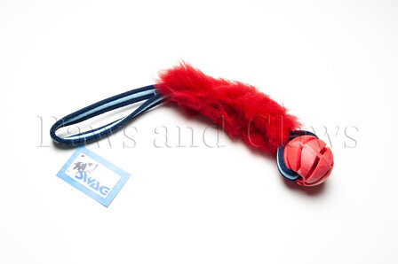 SWAG Plain Sheepskin + Swirl ball M - Sheepskin: Rood / Handvat: Assorti