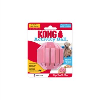 Kong puppy activity rubber bal roze of lichtblauw assorti