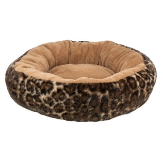 Trixie hondenmand leo soft rond pluche bruin / panterprint