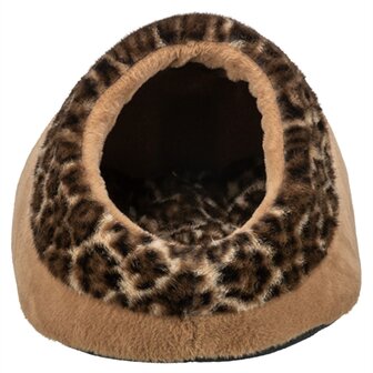 Trixie kattenmand iglo leo  soft pluche bruin / panterprint