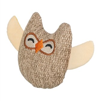 Trixie uil stof / pluche met kattenkruid / catnip beige
