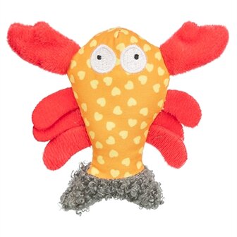 Trixie kreeft stof / pluche met kattenkruid / catnip oranje