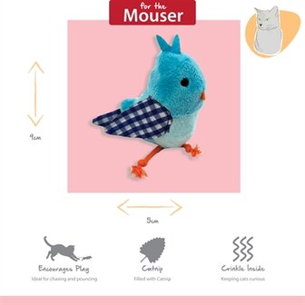 Happy pet tabby patch vogel blauw