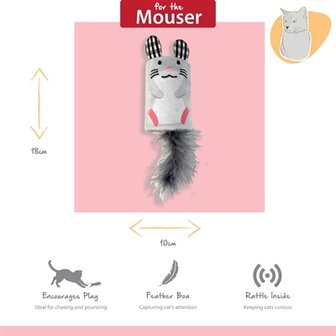 Happy pet tabby patch muis ratel en roller grijs