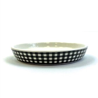 Happy pet tabby patch voerbak kat ruit keramisch zwart / wit