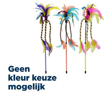 Happy pet tabby patch kattenhengel met lint en veren assorti