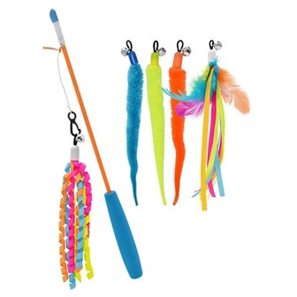 Happy pet tabby patch kattenhengel met 5 speeltjes