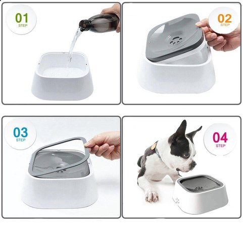 Els Pet - Drinkbak voor Honden GRIJS - Waterbak - Anti Knoei - Verminderd Slobberen - Onderweg 