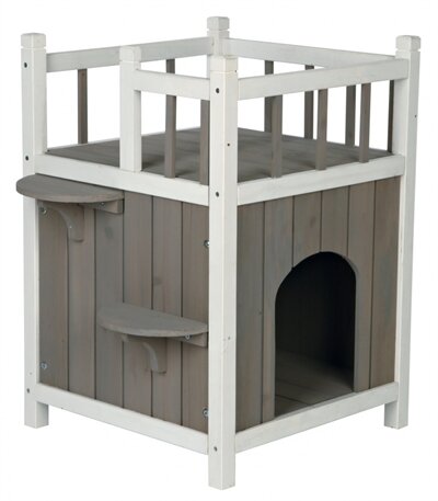 Trixie kattenhuis cat's home met balkon grijs / wit