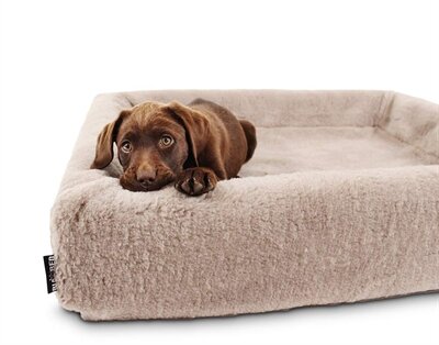 Bia bed fleece overtrek hondenmand taupe