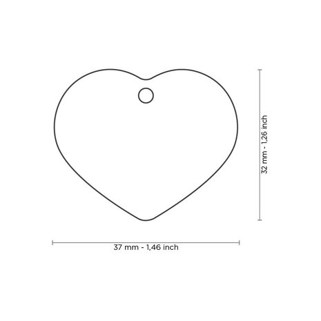 Penning Basic Heart Aluminium Zwart - Large