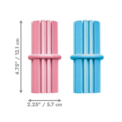 Kong puppy teething stick roze of lichtblauw assorti