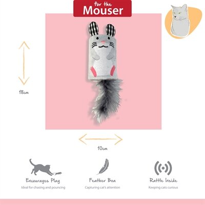 Happy pet tabby patch muis ratel en roller grijs