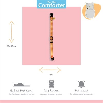 Happy pet tabby patch halsband kat ruit oranje